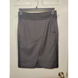 J Crew Black Faux Wrap Pencil Knee-Length Skirt W Side Stripes & Pockets 6